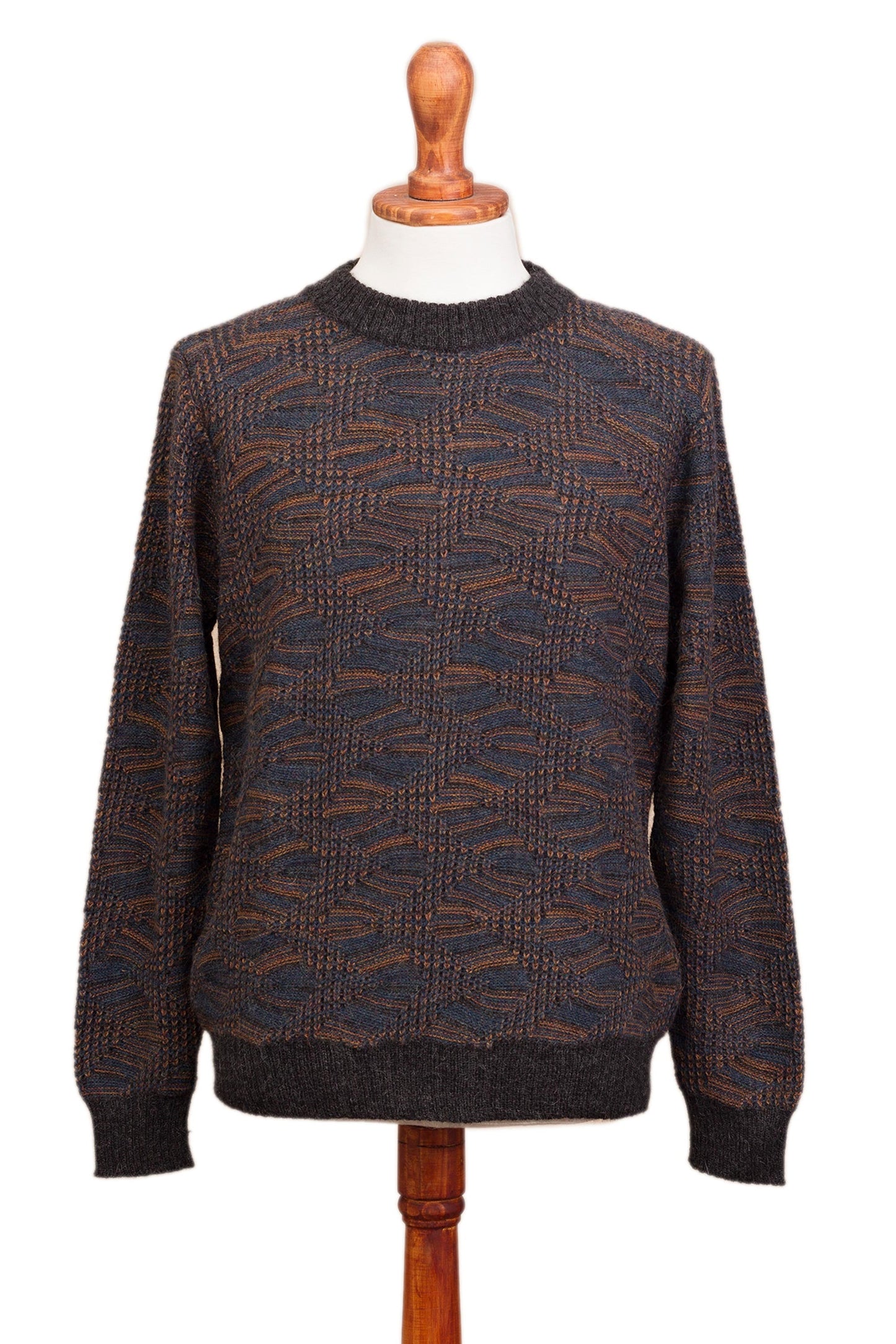 Azure and Sunrise Men's 100% Alpaca Pullover from Peru - Nasca Labyrinth