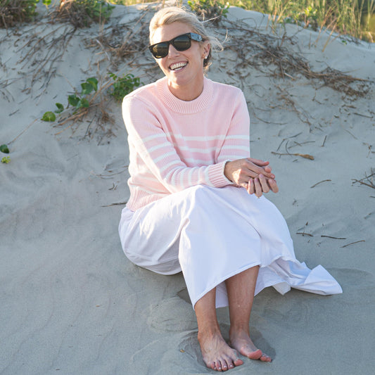 TUTTO | Blush White Stripe Sweater