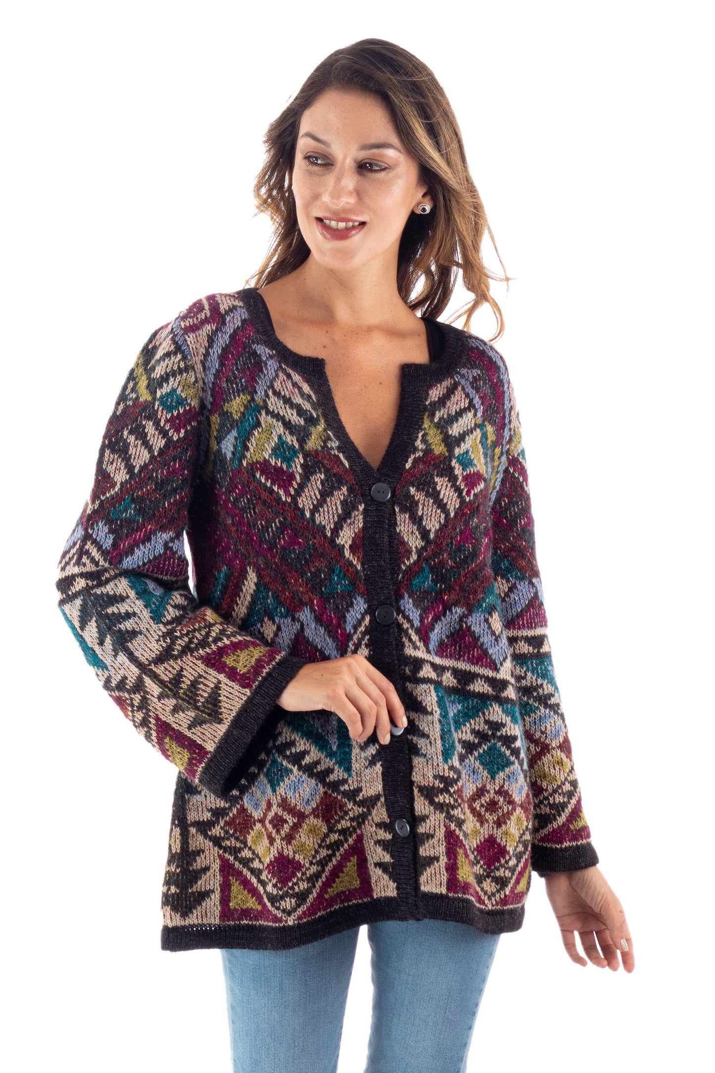 Baby Alpaca Blend Kimono Cardigan Sweater from Peru - Rurichinchay Heights