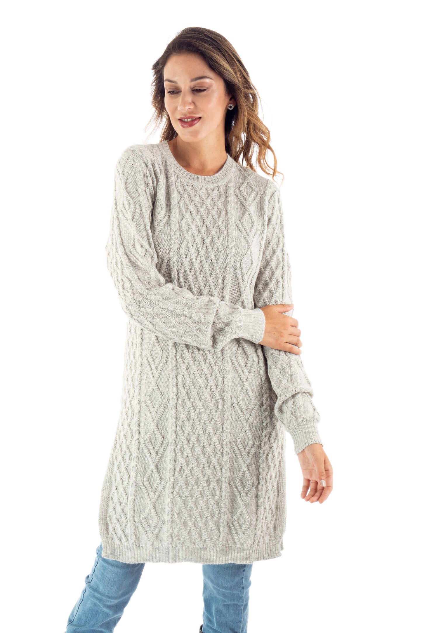 Baby Alpaca Grey Tunic Sweater Dress - Long Lines in Grey